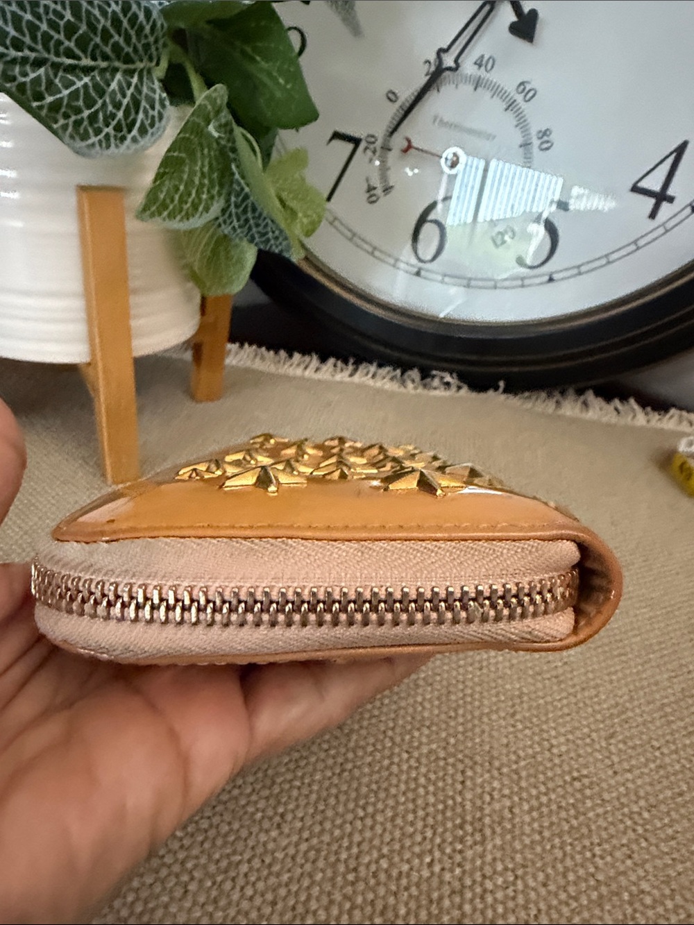 Jimmy Choo Studded Star Zip Wallet - Orange Patent Leather - Picture 8 of 16